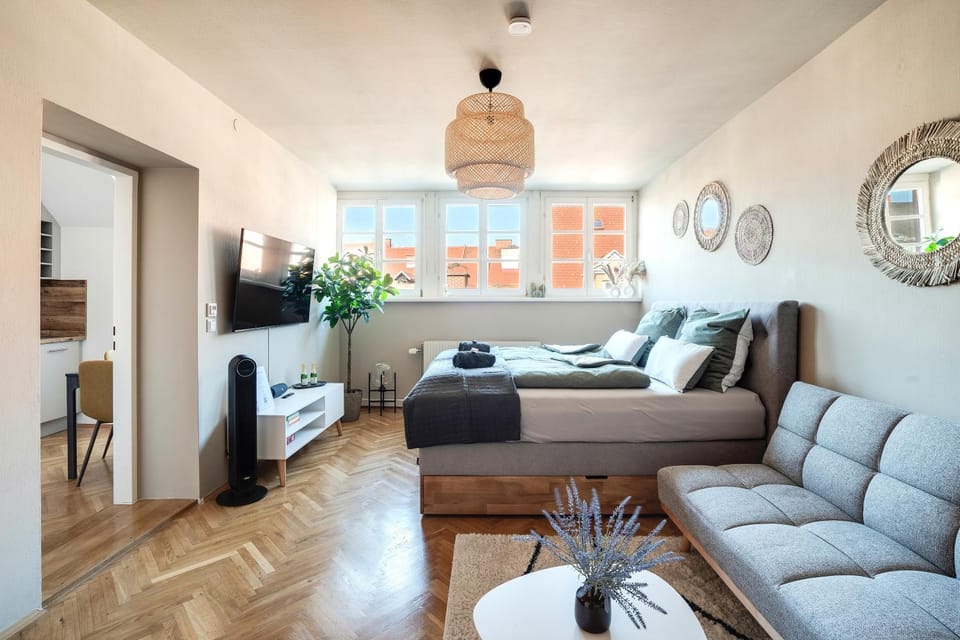 Bed, TV and multimedia, Living room, Bedroom