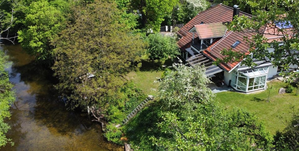Property building, Natural landscape, Bird's eye view, River view