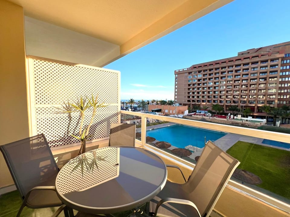 View (from property/room), Balcony/Terrace, Pool view, Swimming pool