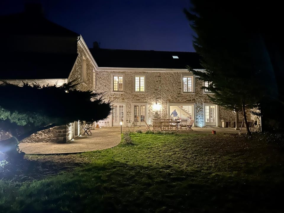 Property building, Night, Garden