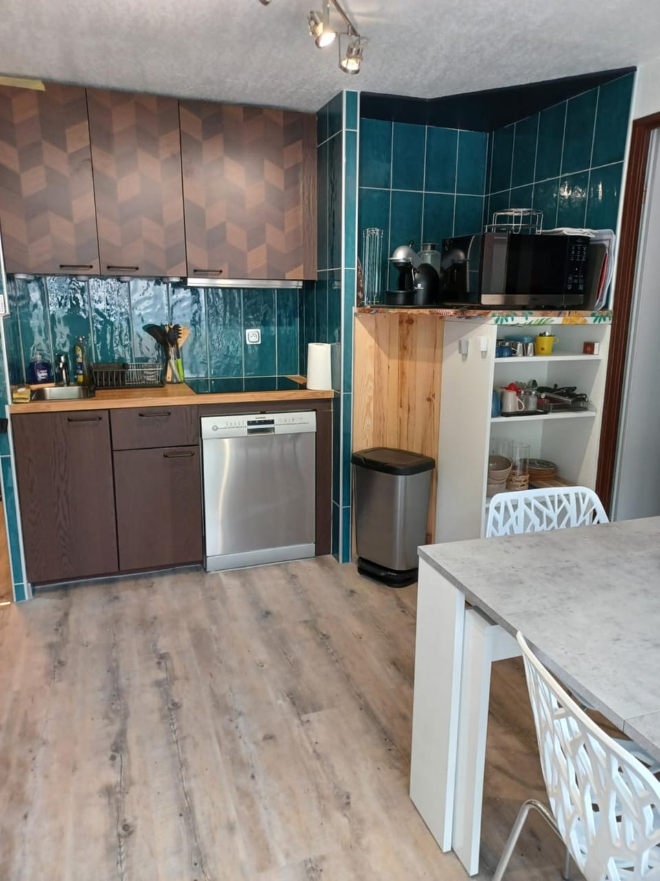 Kitchen or kitchenette, dishwasher, oven