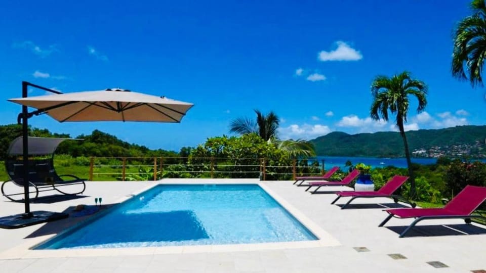 Natural landscape, BBQ facilities, Garden, Garden view, Pool view, Sea view, Swimming pool, Sunset, sunbed