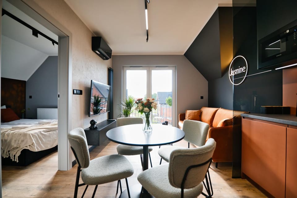 Bed, TV and multimedia, Kitchen or kitchenette, Living room, Photo of the whole room, Seating area, Dining area, Bedroom