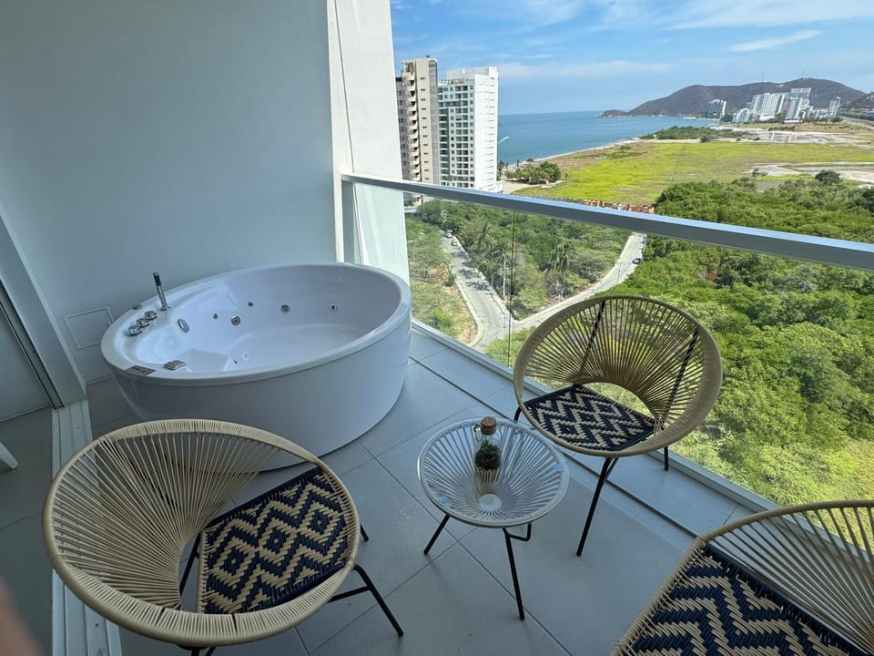 View (from property/room), Balcony/Terrace, Seating area, Dining area, Mountain view, Sea view