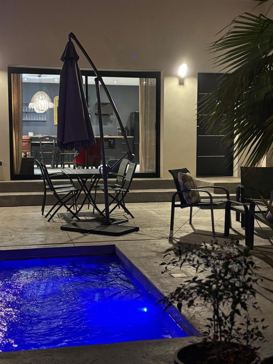 Patio, Night, Swimming pool