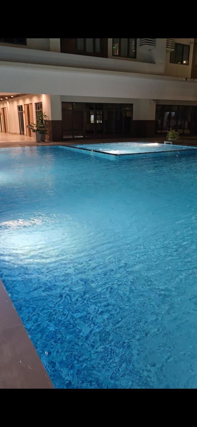 Night, Pool view, Swimming pool