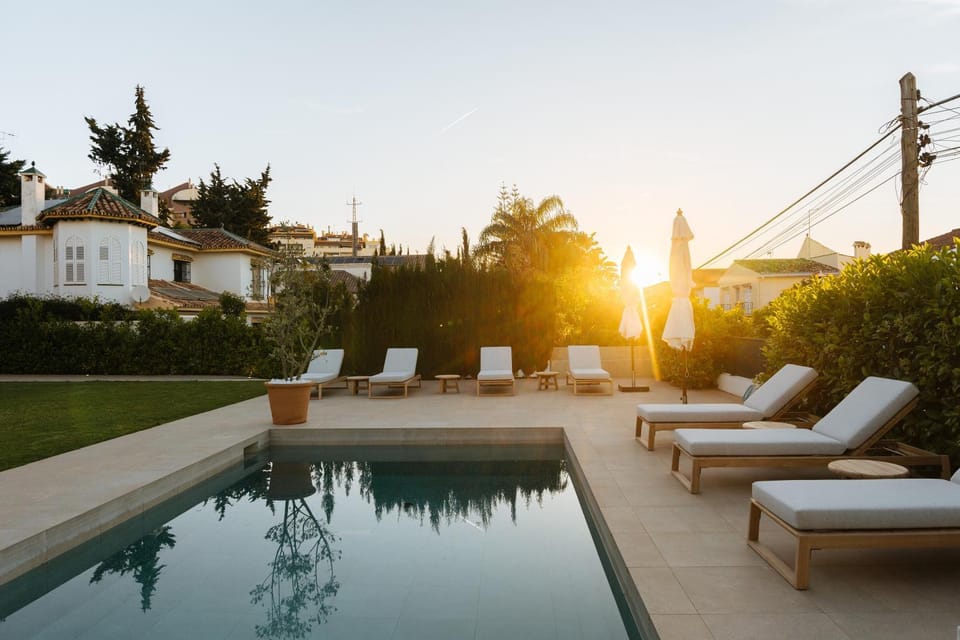 Property building, Living room, Swimming pool