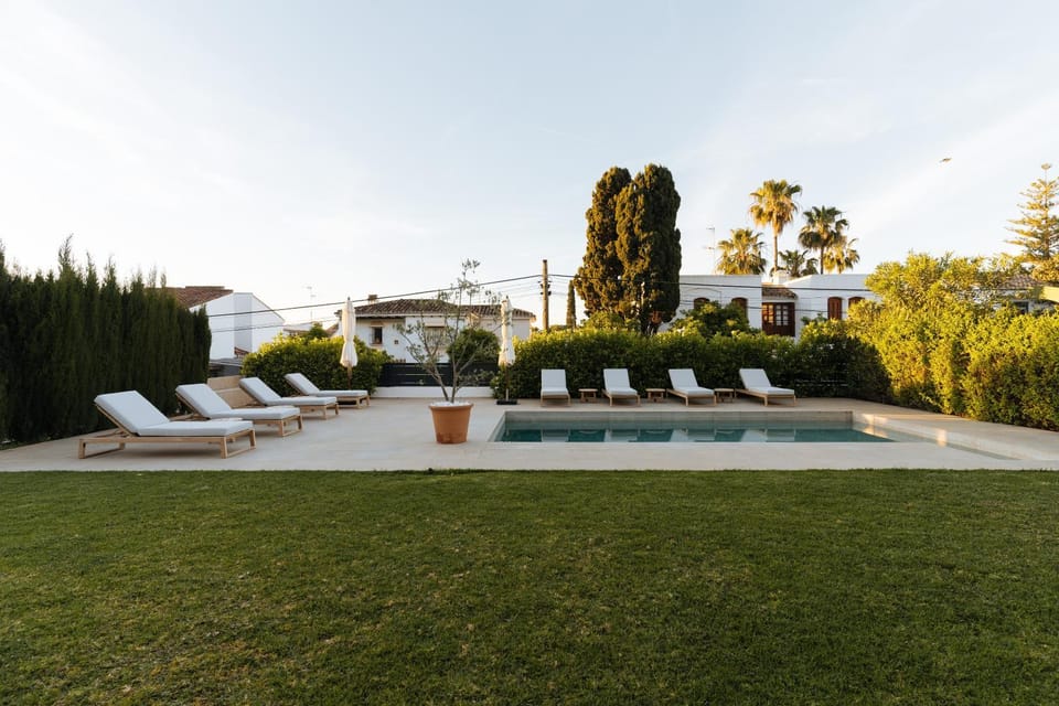 Property building, Living room, Swimming pool