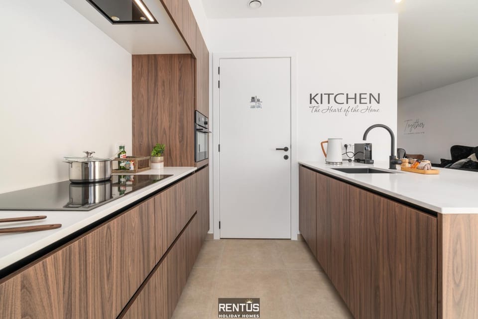 Kitchen or kitchenette, stove