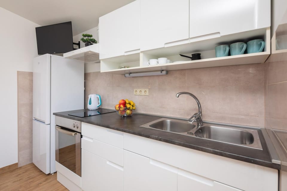 Kitchen or kitchenette, stove