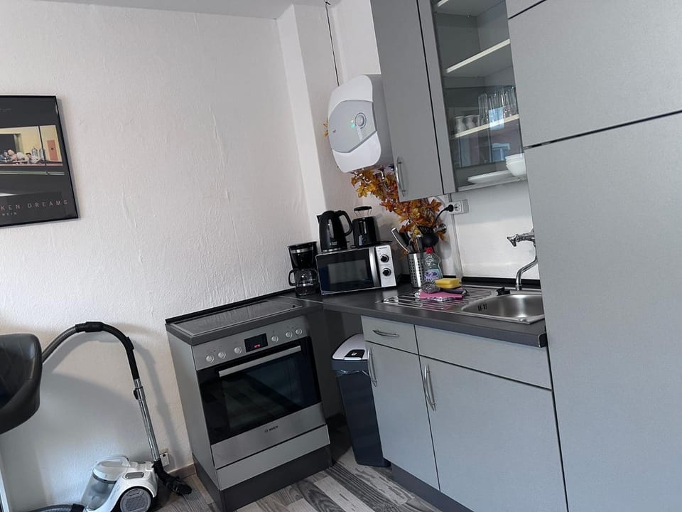 Kitchen or kitchenette, oven, stove, toaster
