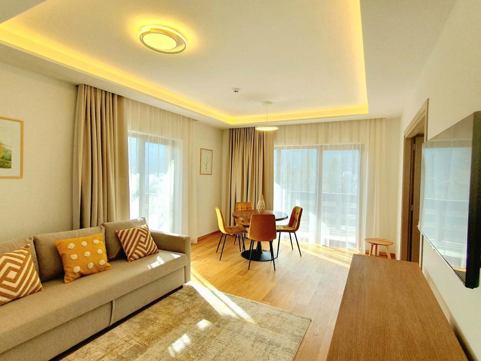 Living room, Seating area, Mountain view
