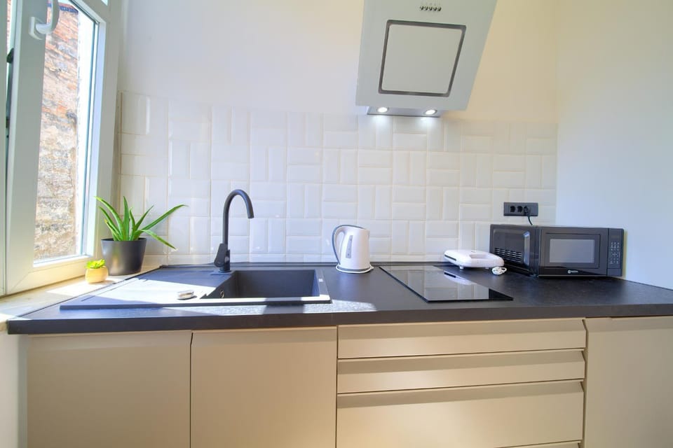 Coffee/tea facilities, Kitchen or kitchenette, stove