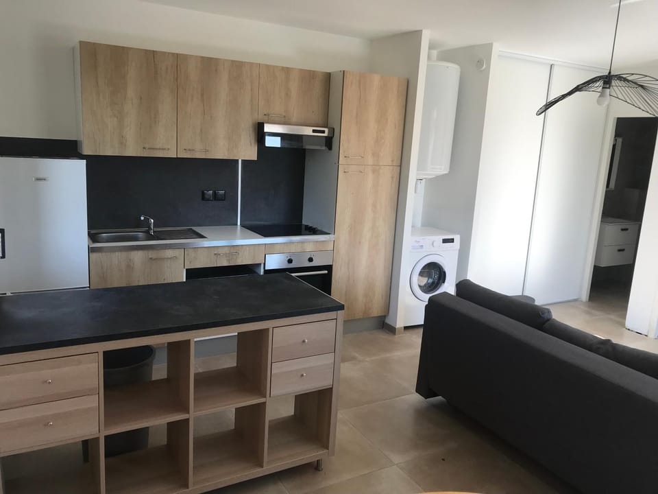Kitchen or kitchenette, Living room, Seating area, Dining area, dishwasher, oven, stove, toaster