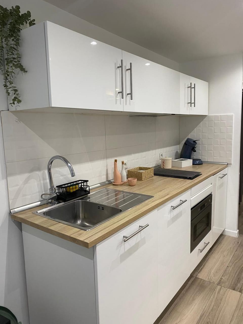 Kitchen or kitchenette, stove