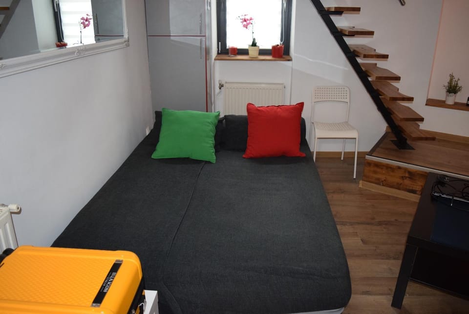 Bed, Living room, Seating area
