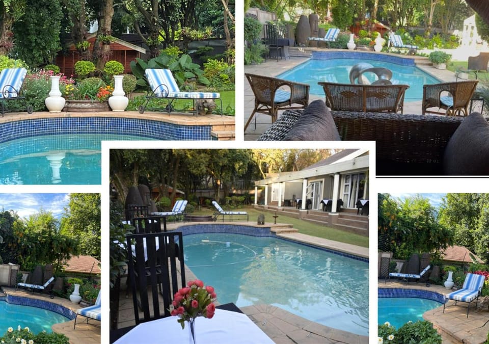 Patio, Garden, Seating area, Garden view, Pool view, Swimming pool, sunbed