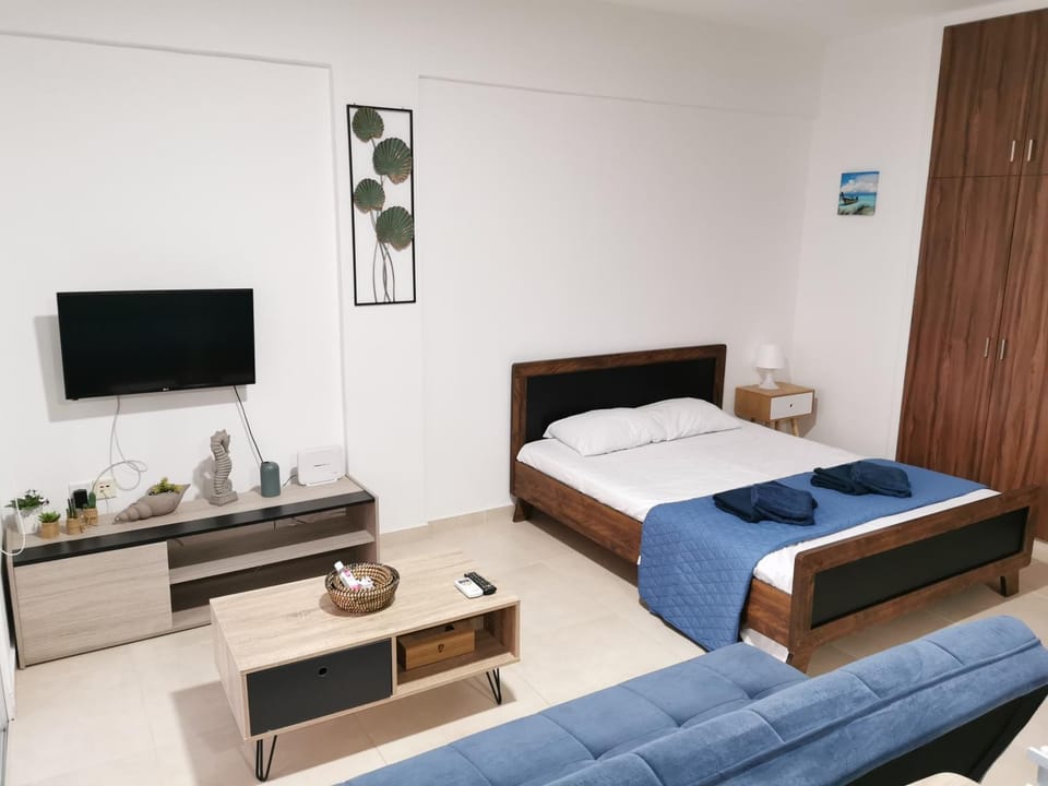 Bed, TV and multimedia, Living room, Seating area, Bedroom, towels