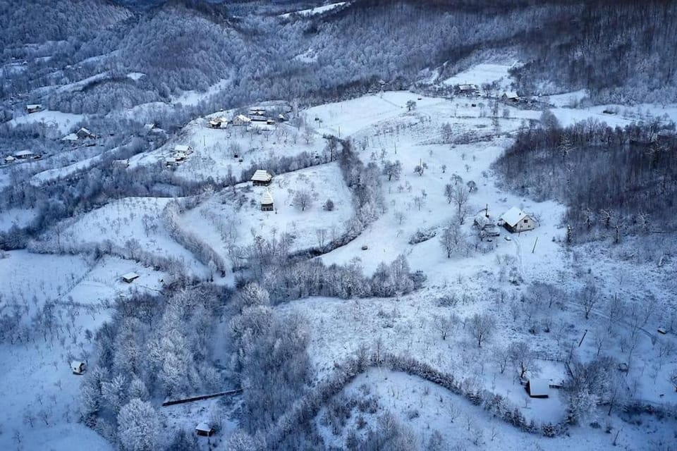 Natural landscape, Bird's eye view, Winter, Mountain view