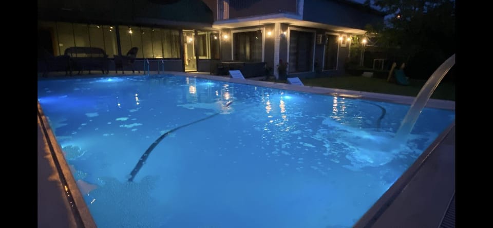 Night, Pool view, Swimming pool, Swimming pool