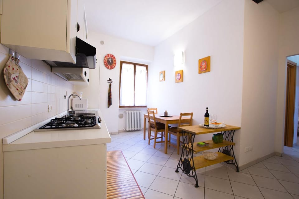 Kitchen or kitchenette, stove