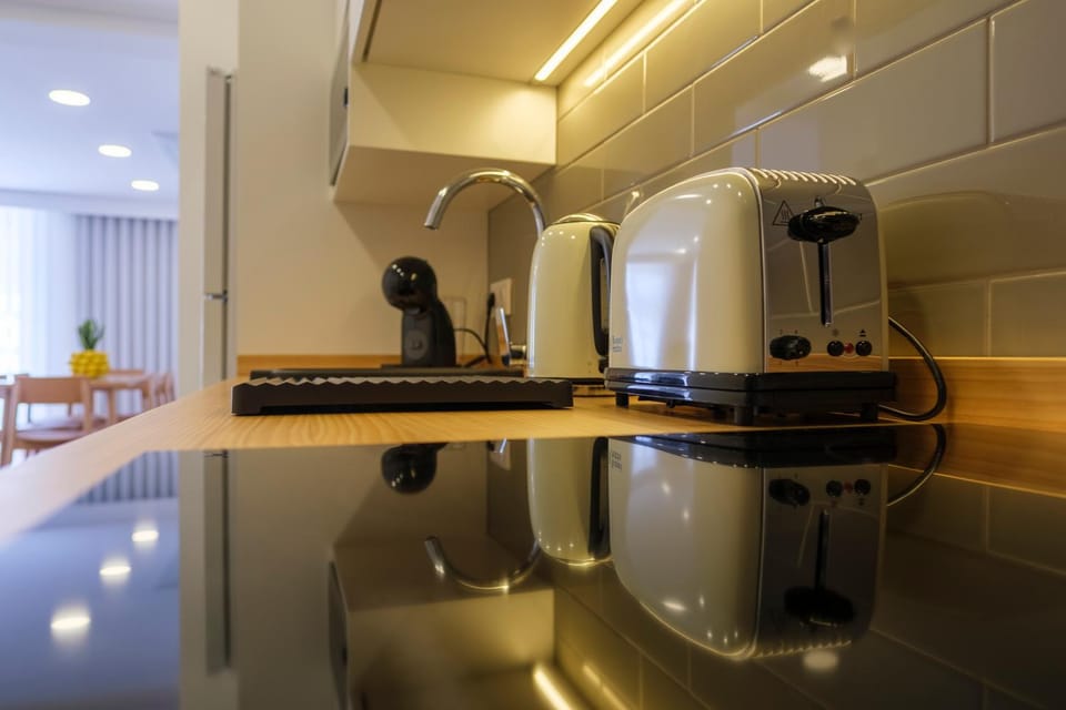 Kitchen or kitchenette, toaster