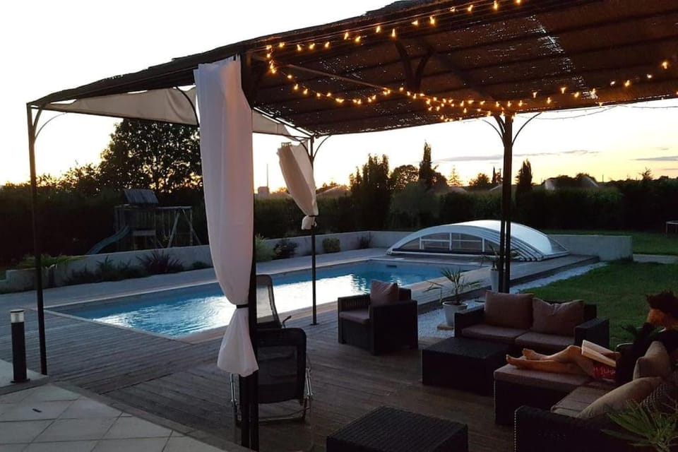 Patio, Garden, Pool view, sunbed