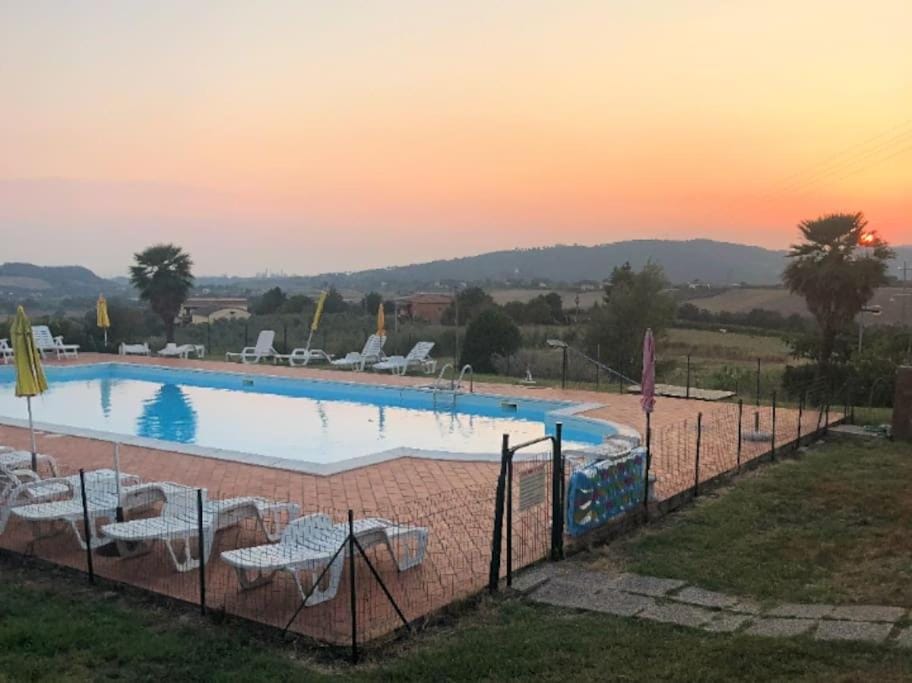 Pool view, Sunset