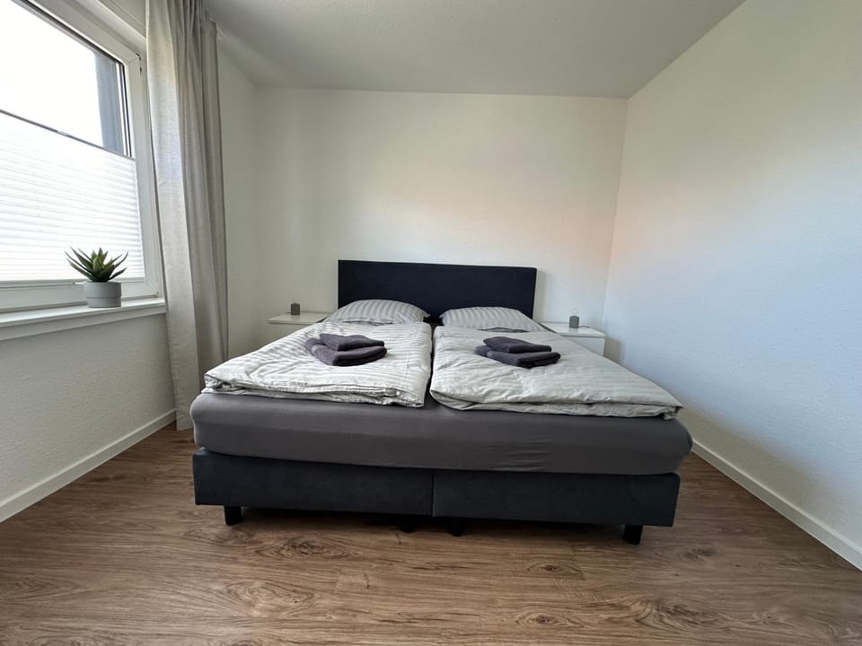 Bed, Photo of the whole room, Bedroom, towels