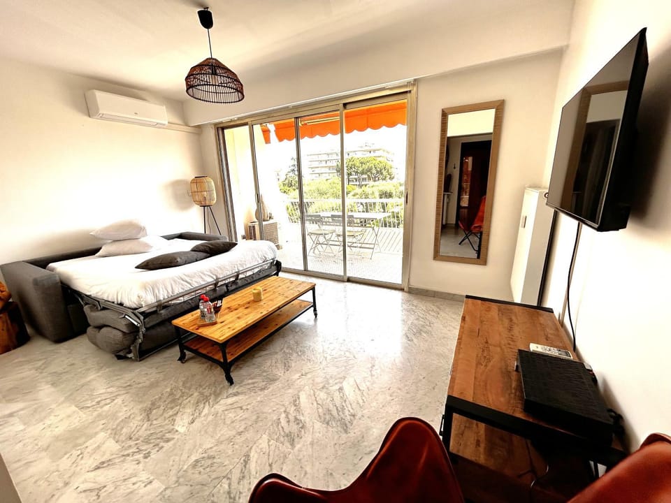 Superbe studio, 200 m de la mer, climatisé avec terrasse et parking privé Apartment in Cagnes-sur-Mer
