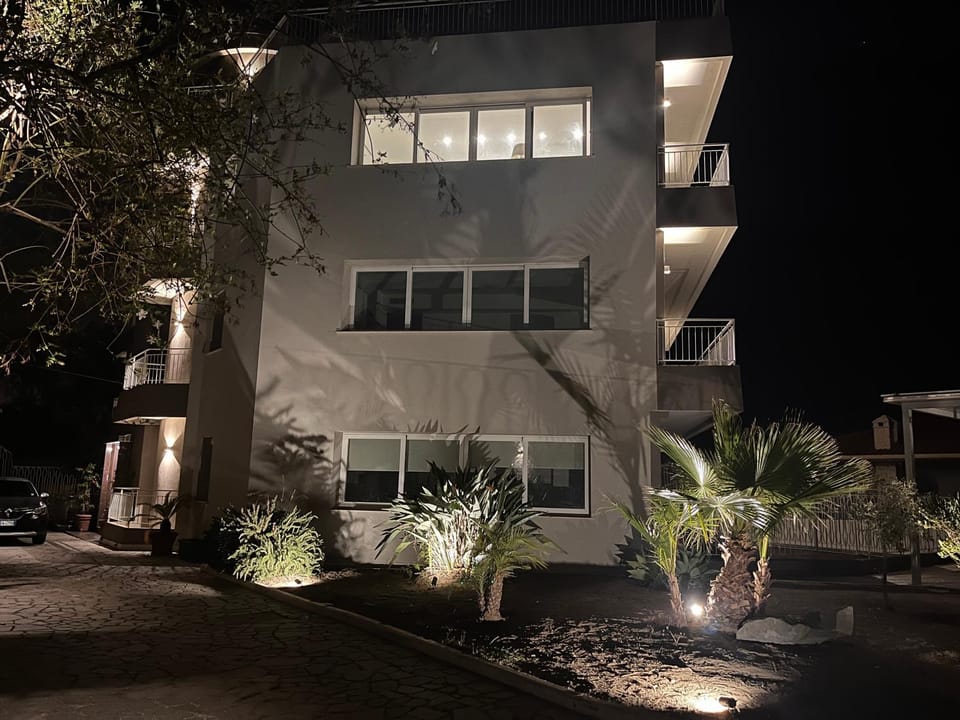 Property building, Night, Garden, Garden view