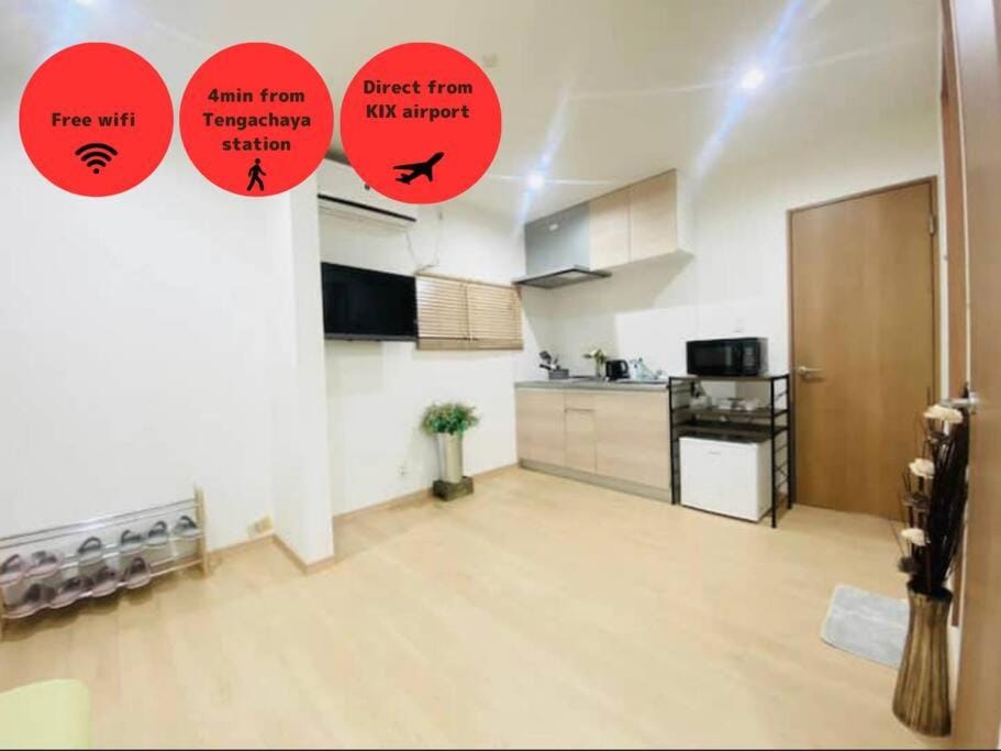 NEW Cozy 2BR Apt in Tengachaya 4 min to Stn & Near Namba 1F Apartment in Osaka