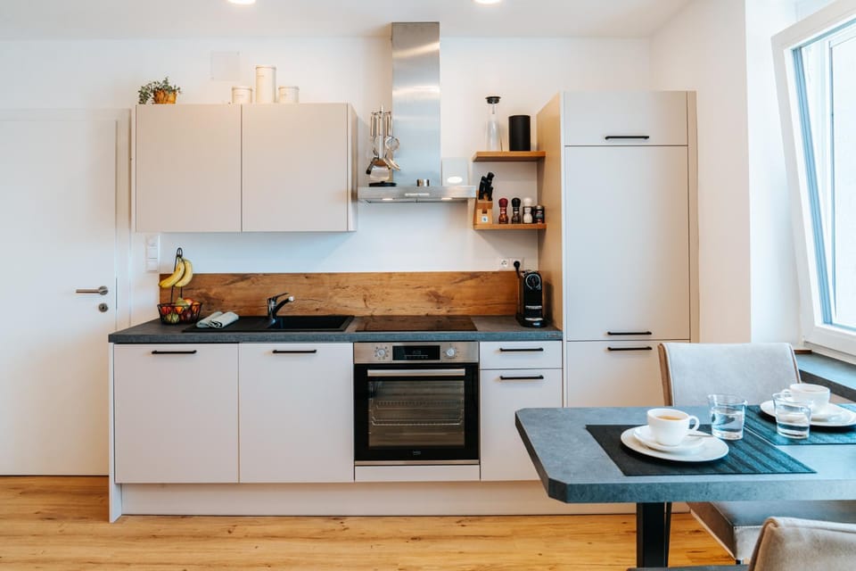 Kitchen or kitchenette, stove, kitchen