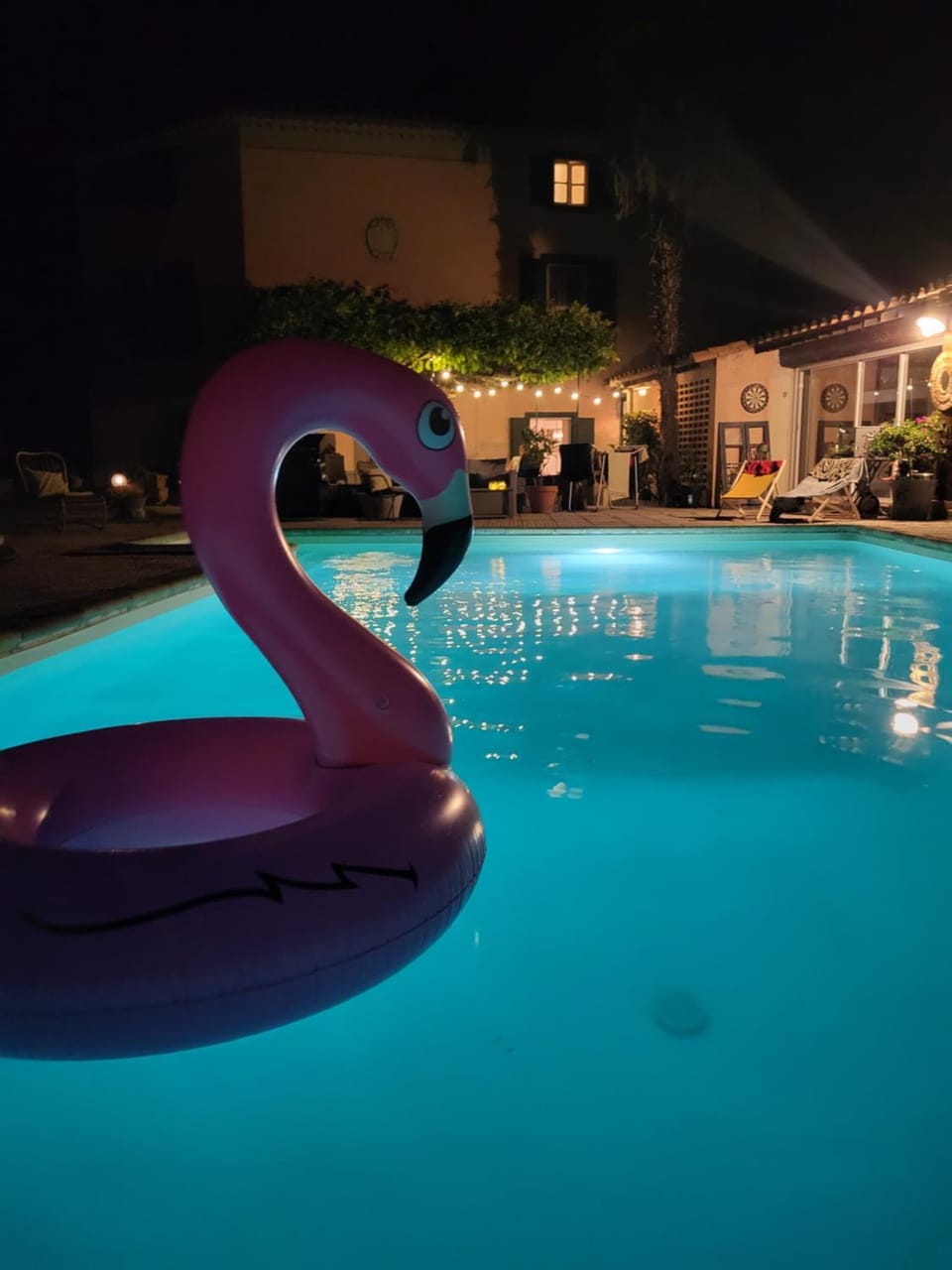Night, Pool view, Swimming pool