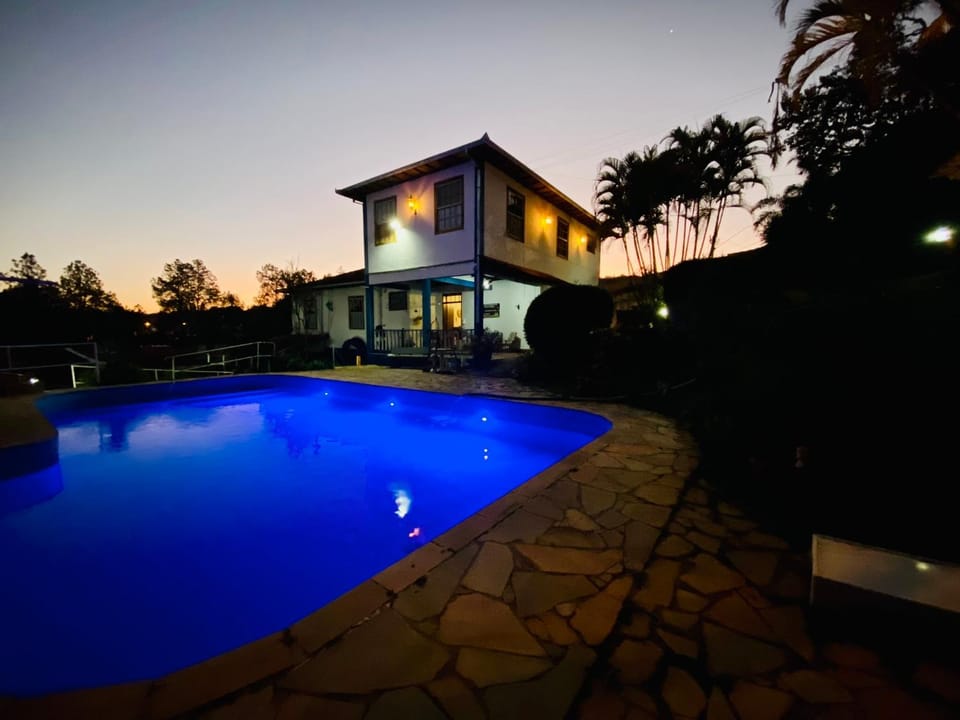 Property building, Night, Pool view, Swimming pool