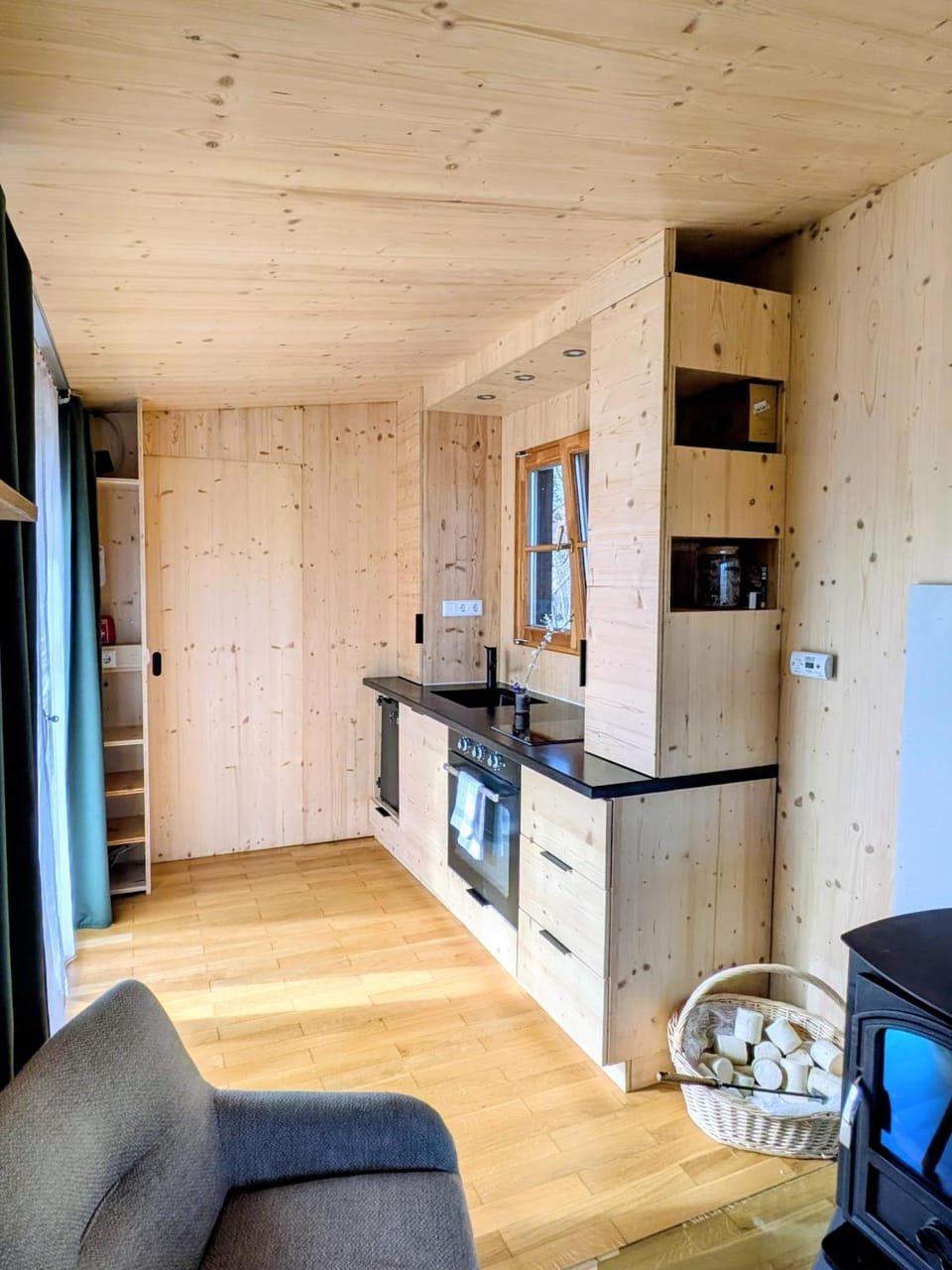 Kitchen or kitchenette, oven, stove
