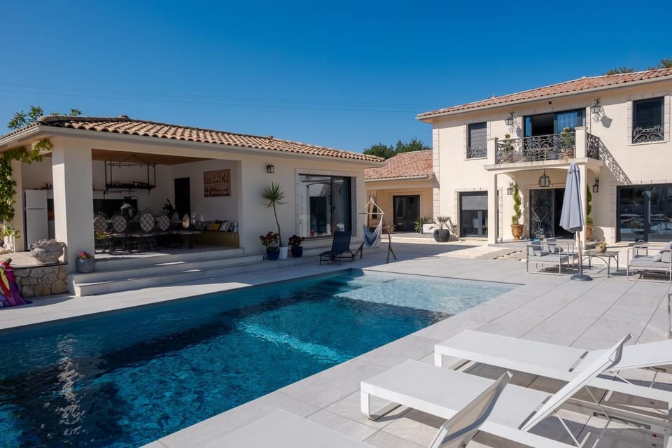 Property building, Living room, Swimming pool