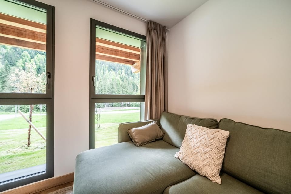 Living room, Seating area, Garden view