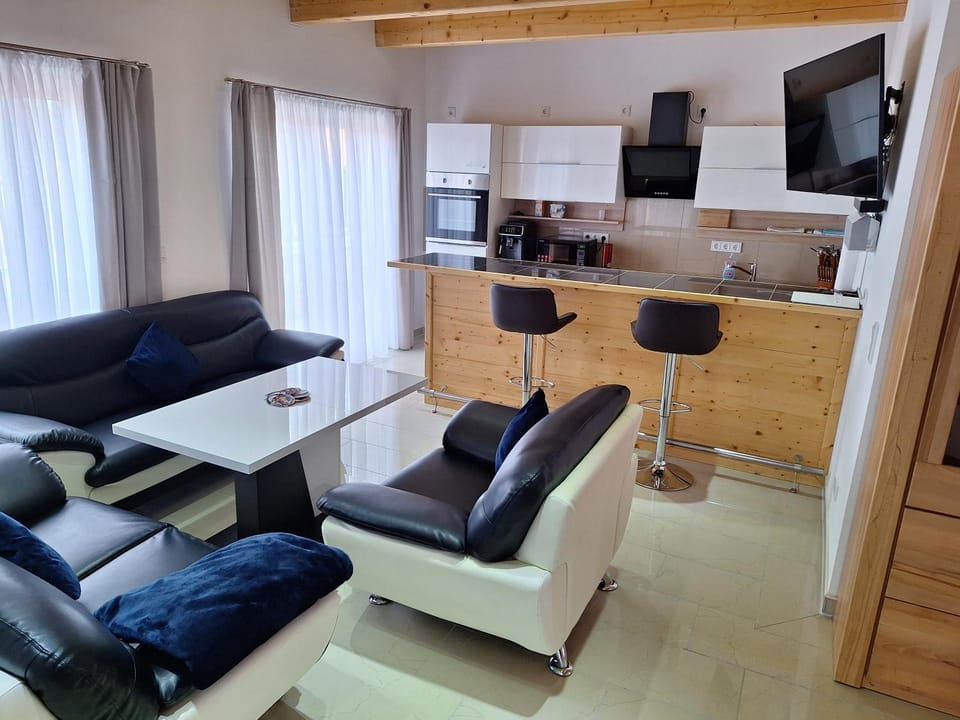 Living room, kitchen