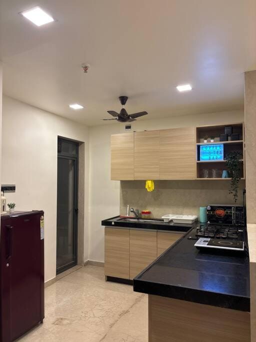 Kitchen or kitchenette, stove