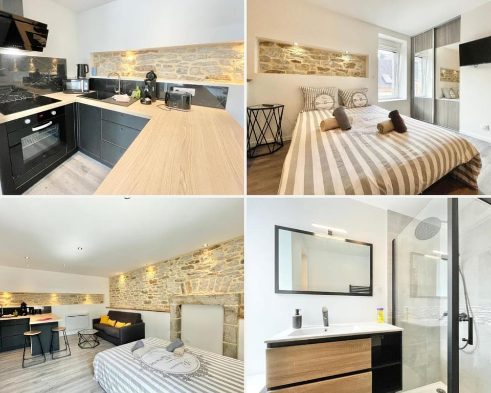 Bed, Bathroom, Coffee/tea facilities, Photo of the whole room, Bedroom, oven, toaster, towels, kitchen
