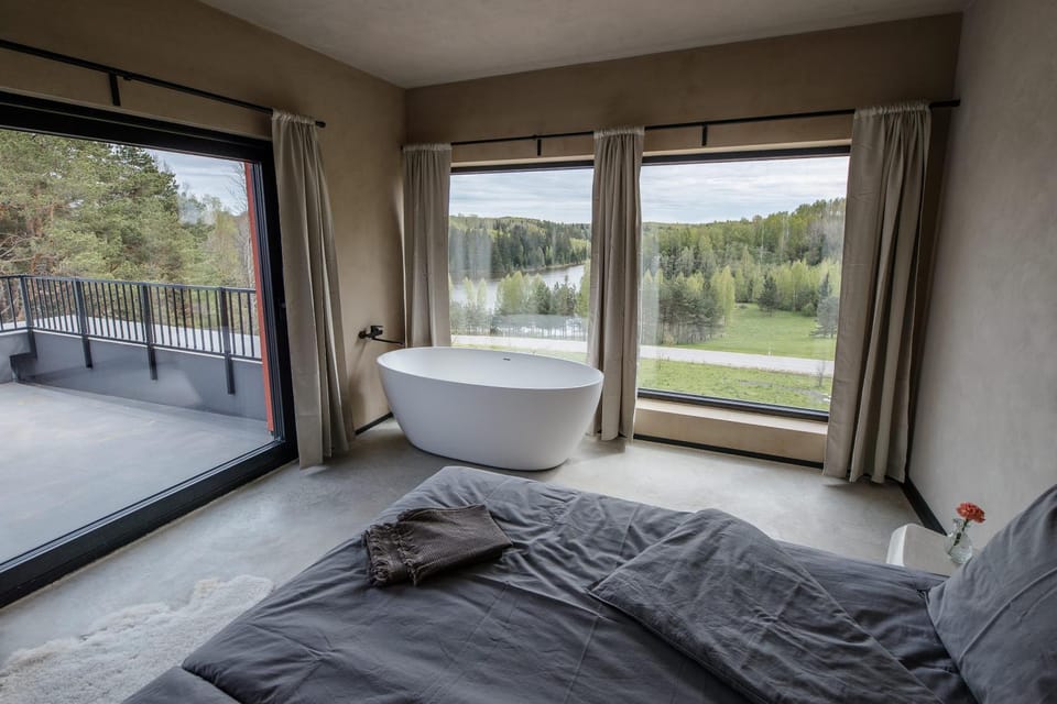 Bed, Natural landscape, Photo of the whole room, Bath, towels