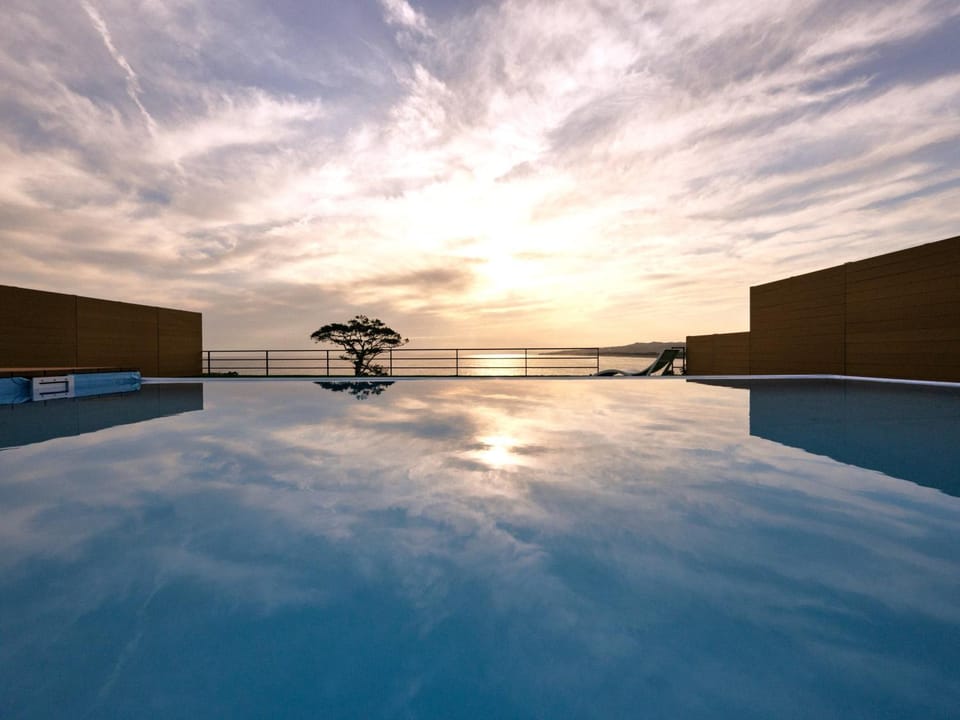 Pool view, Sunset