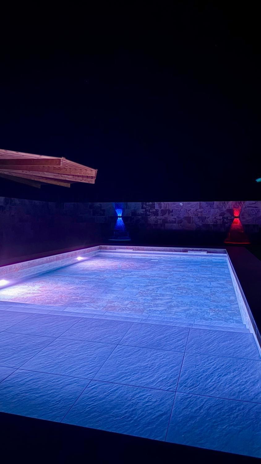 Night, Pool view, Swimming pool