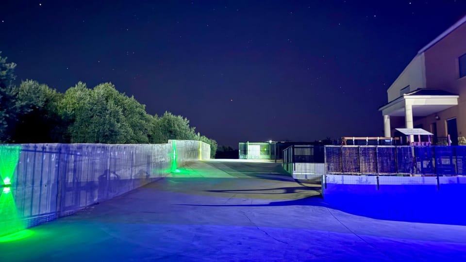 Property building, Night, Pool view, Swimming pool