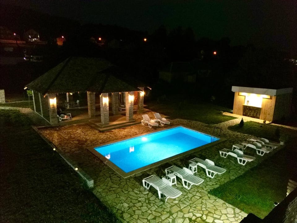 Night, Natural landscape, Pool view, Swimming pool, Swimming pool, sunbed