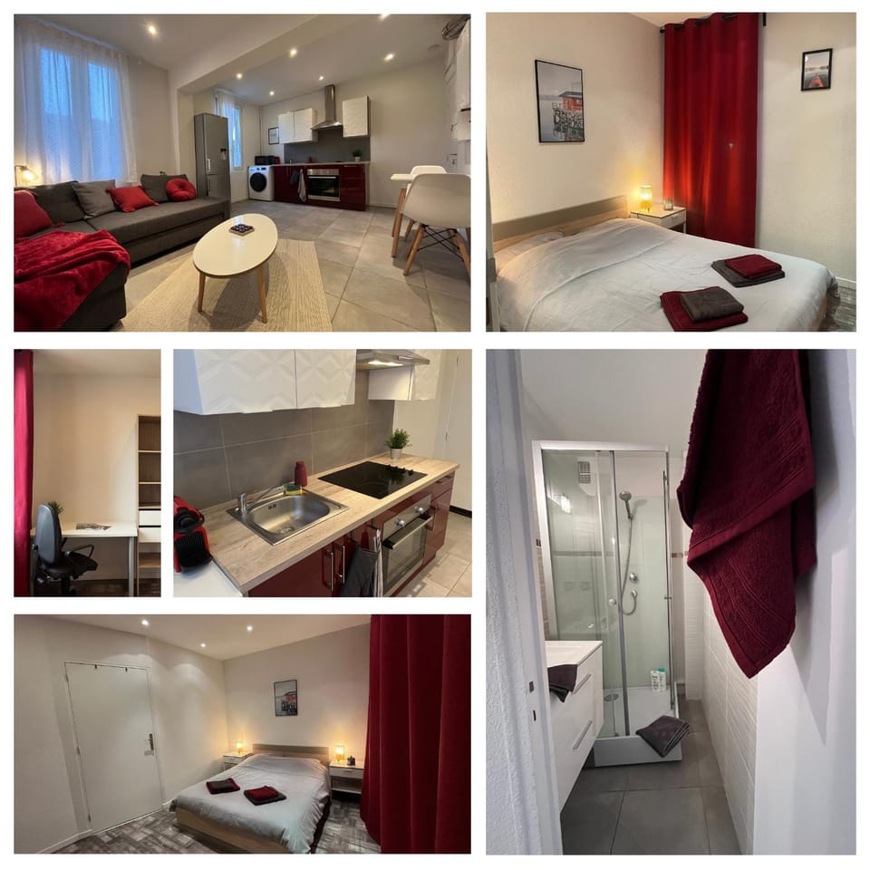 Bed, TV and multimedia, Kitchen or kitchenette, Living room, Photo of the whole room, Seating area, Bedroom