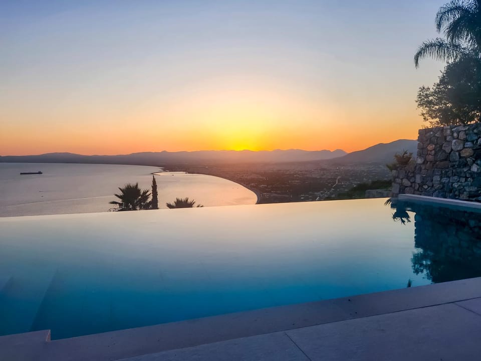 Nearby landmark, Day, Natural landscape, Mountain view, Pool view, Sea view, Swimming pool, Sunrise, Sunset