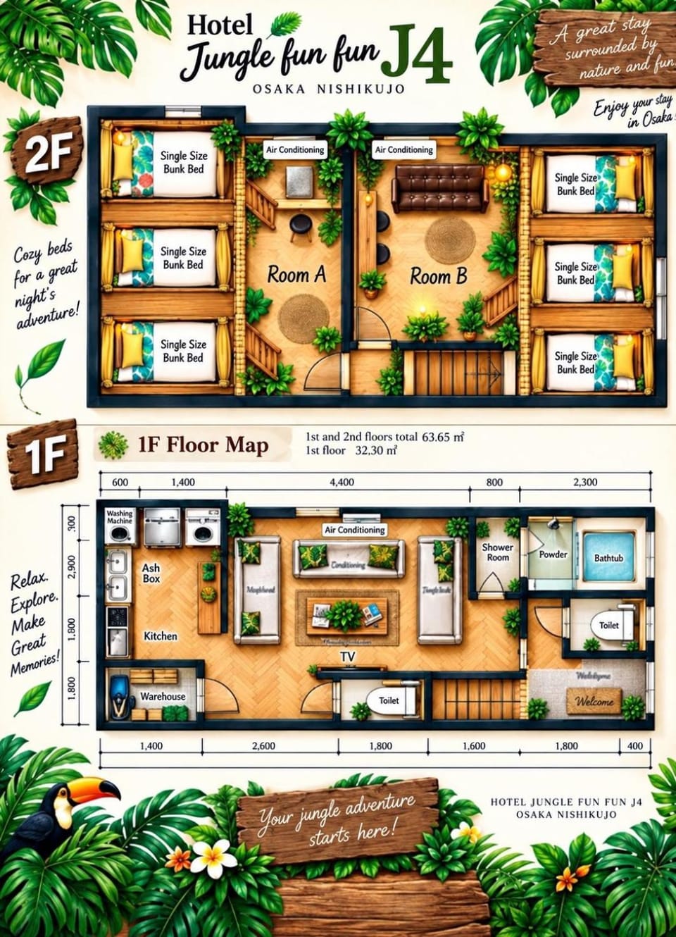 New open Hotel Jungle fun fun J4 USJ 8minutes nishikujyo 3minutes Apartment in Osaka