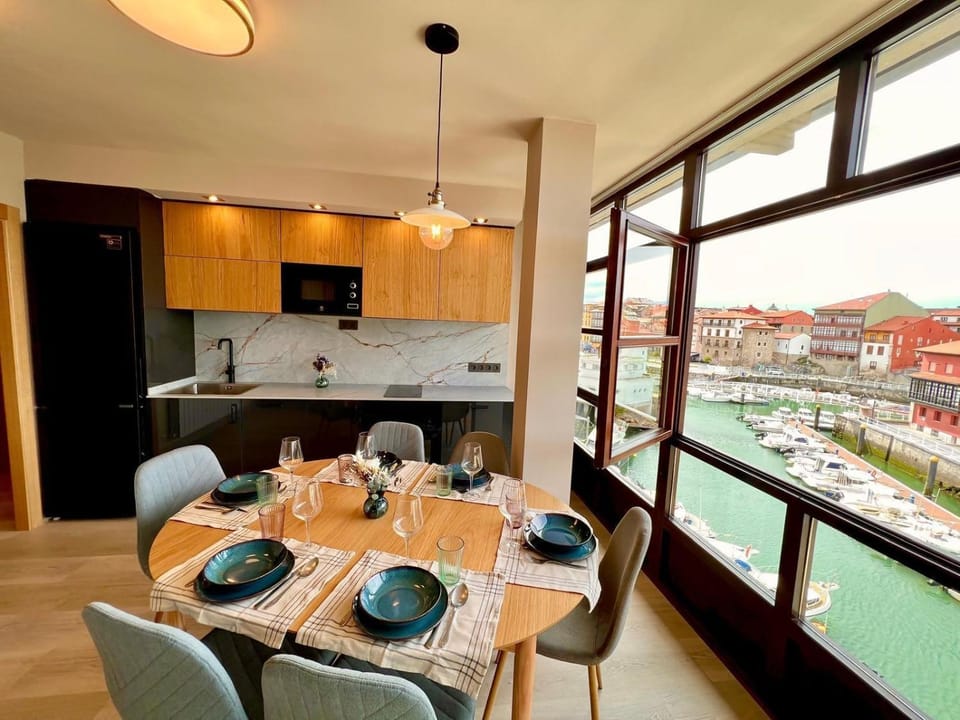 Bird's eye view, Kitchen or kitchenette, Living room, Dining area, Sea view